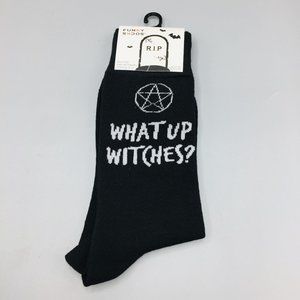 Funky Socks WHAT UP WITCHES? Halloween Men's Crew Socks 6-12
